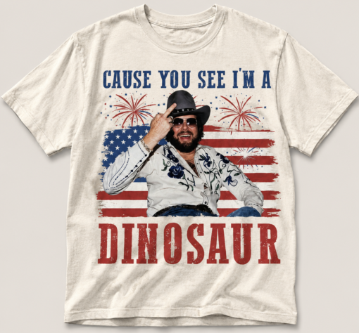 [FREE SHIPPING] Hank Williams Jr Dinosaur Shirt