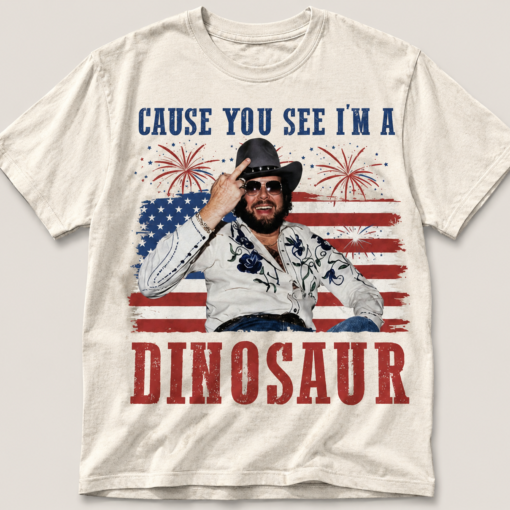 [FREE SHIPPING] Hank Williams Jr Dinosaur Shirt