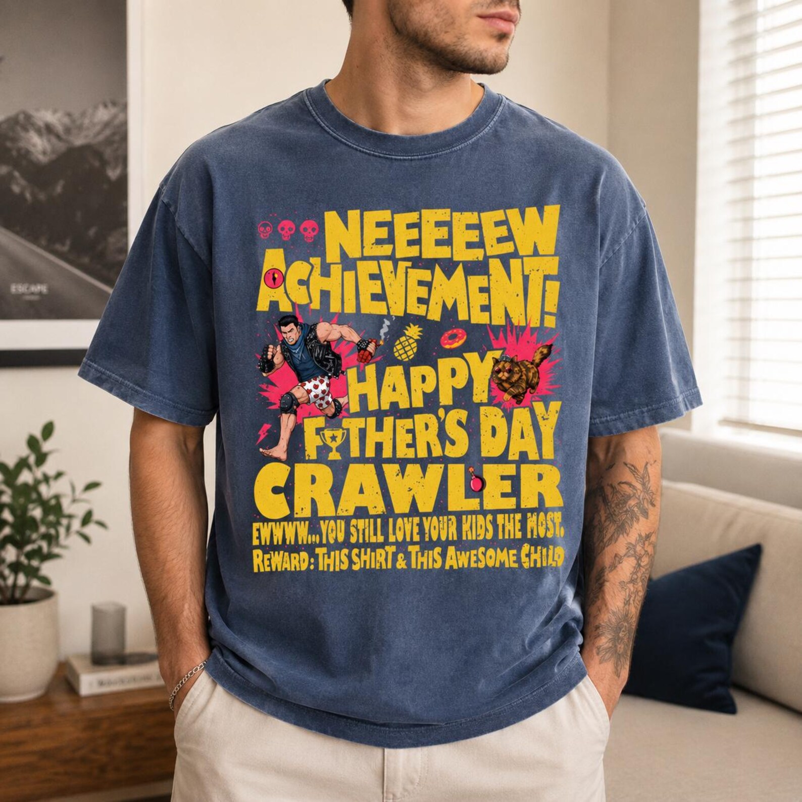 Father's Day Dungeon Crawler Tank Top, Gamer Dad Tee, DCC Fan Merch, Funny RPG Dad Gift, Achievement Unlocked Father's Day T-Shirt